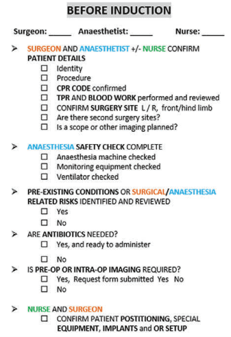 anaesthesia table before induction