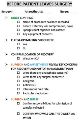 anaesthesia table fill out before patient leave surgery